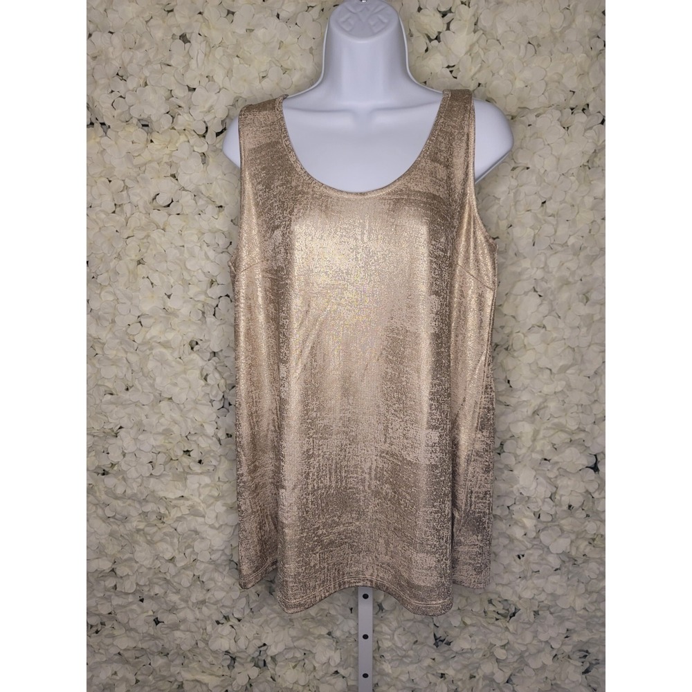 Romans Plus Size Golden Tank Size 12, Metalic, Shiny, Comfort